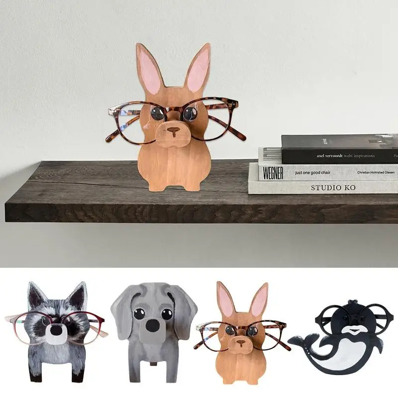 

Wooden Glasses Holder Cute Animal Wood Carving Eyeglass Supporter Sunglasses Display Stand For Home Office Desk Nightstand