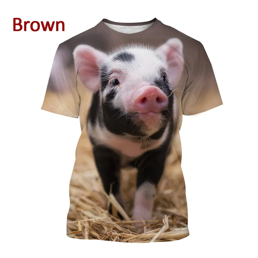 

Summer New Funny Animal Print Short-sleeved Streetwear T Shirt Cute Pig Casual Harajuku Style Top