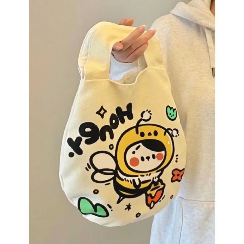 

Custom Jupiter Cute Girl Snack Pack Large Capacity Student Canvas Bag Korean Ins Style Bee Baby Mom Handbag