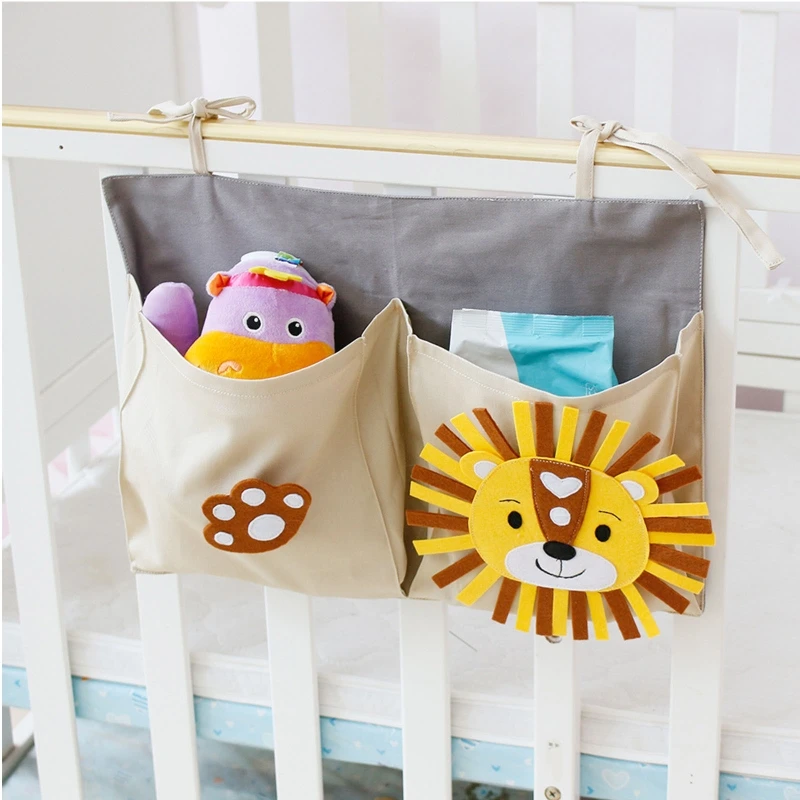 

Baby Bed Bedside Hanging Bag Cartoon Lion Multipurpose Organier Holder for Newborn Girls Boys Diaper Toy Tissue Wall Pocket