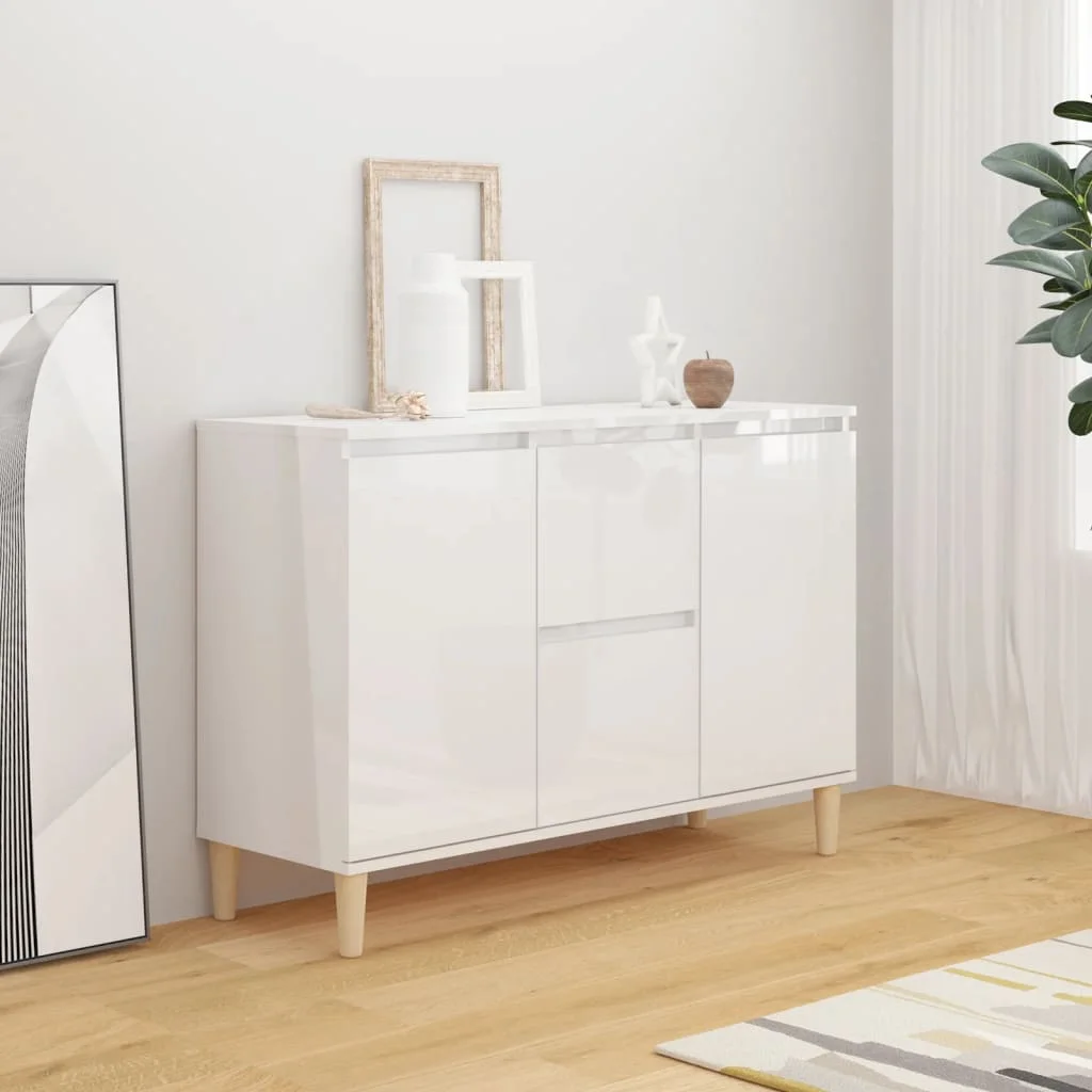 

Glossy White Buffet storage cabinet 103,5x35x70 cm chintered