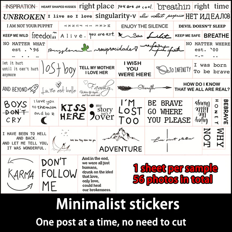 

56Sheet Waterproof Temporary Tattoo Sticker Black Devil English Letters Tatoo