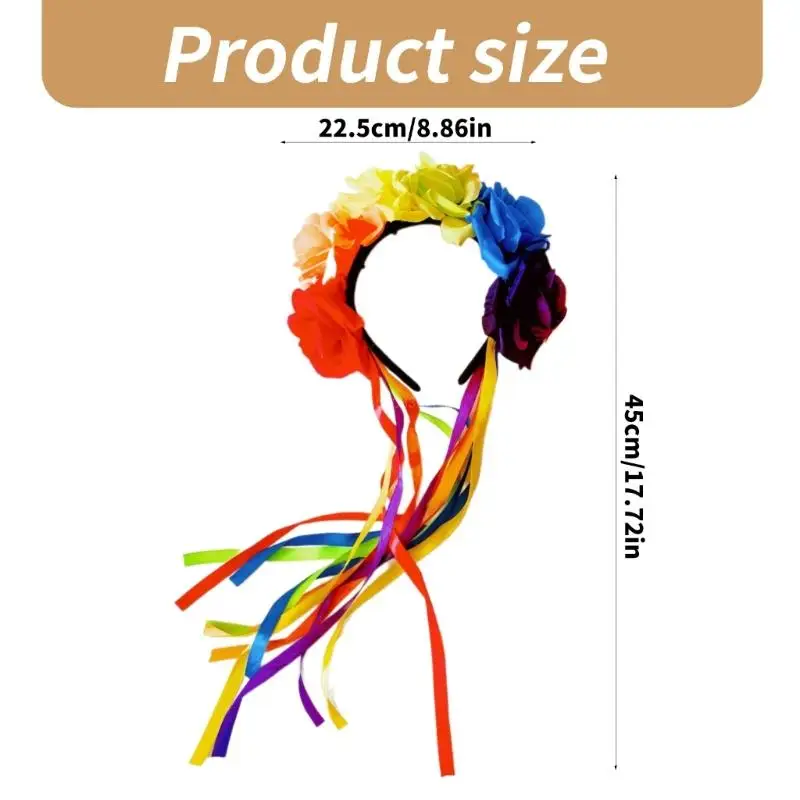 Праздничная лента для волос с разноцветной розой и лентой детей взрослых X4YC