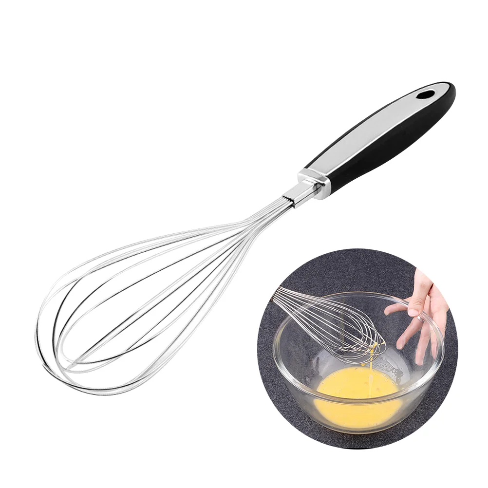 

Stainless Steel Egg Beater Rubber Handle Mixer Manual TPR Coil Whisk Mixing Blending and Beating Kitchen Accessories 12 Inch