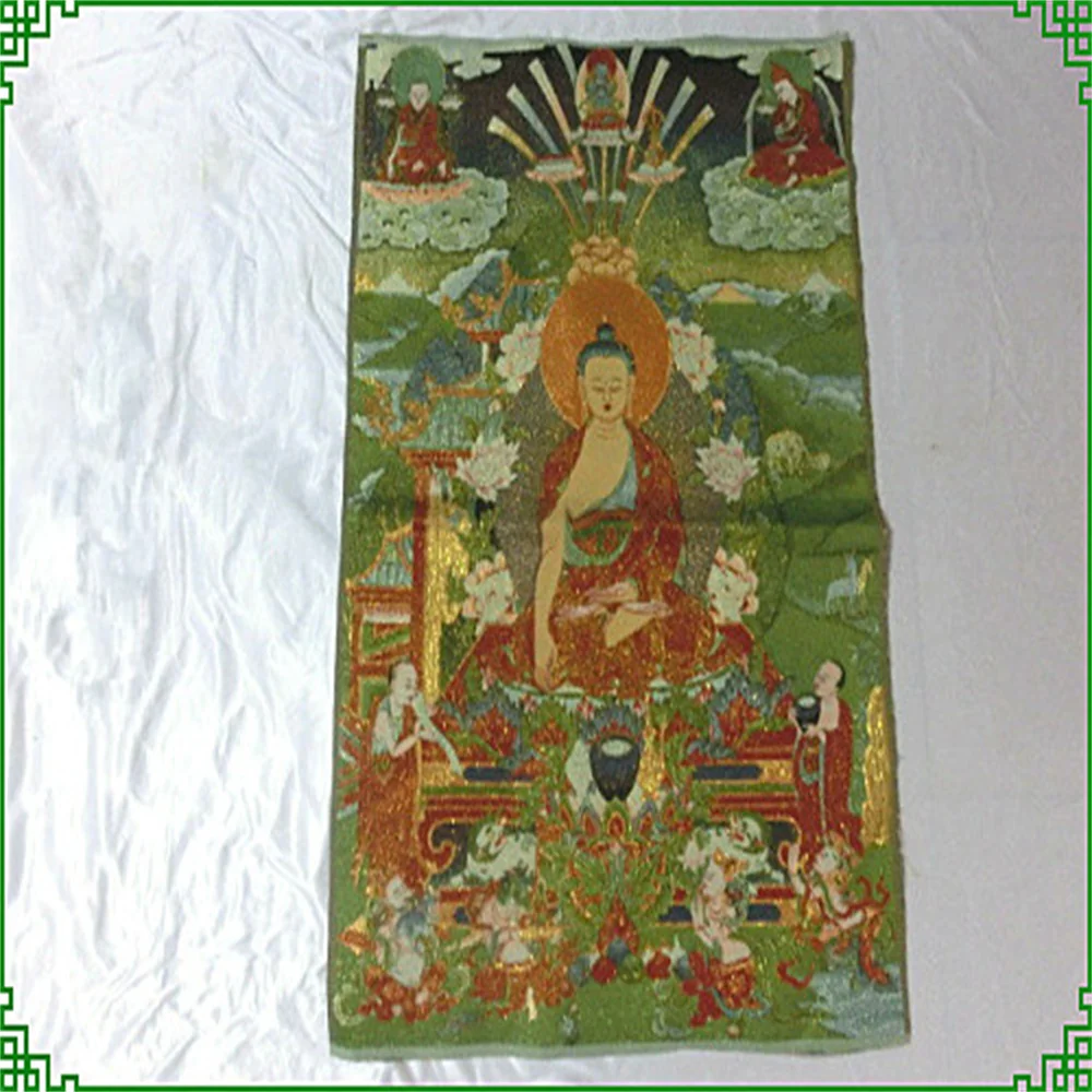 

Thangka embroidery painting religious Buddha Sakyamuni Buddha silk hanging painting decorative painting
