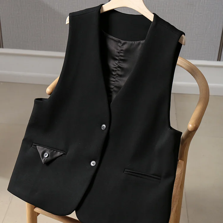 Ozhouzhan осенняя одежда новый женский темпераментный черный жилет универсальный