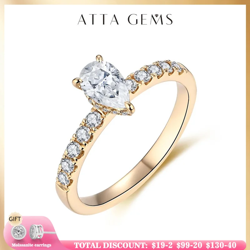 Новинка обручальное кольцо Attagems с муассанитом 1 0 карат 10 к желтое золото в форме