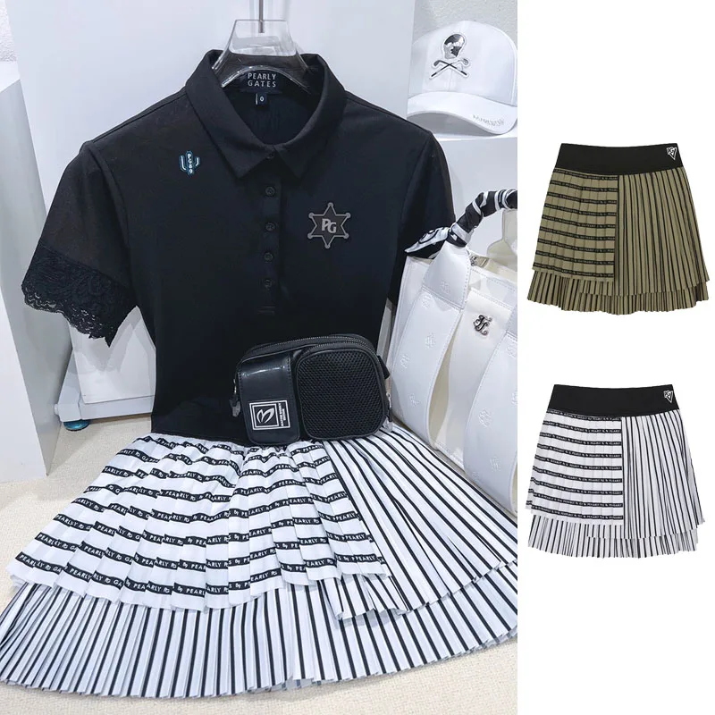 

Women's Golf Shorts Skirts Fashion Striped Print Skirt Summer Stretch Waist Design Sports Skorts Skirt