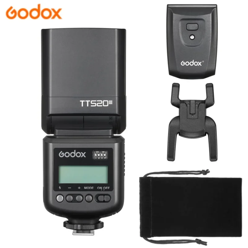 Фото Godox TT520 III Flash TT520III со встроенным беспроводным сигналом 433 МГц + триггер вспышки для зеркальных камер Canon Nikon Pentax Olympus №1