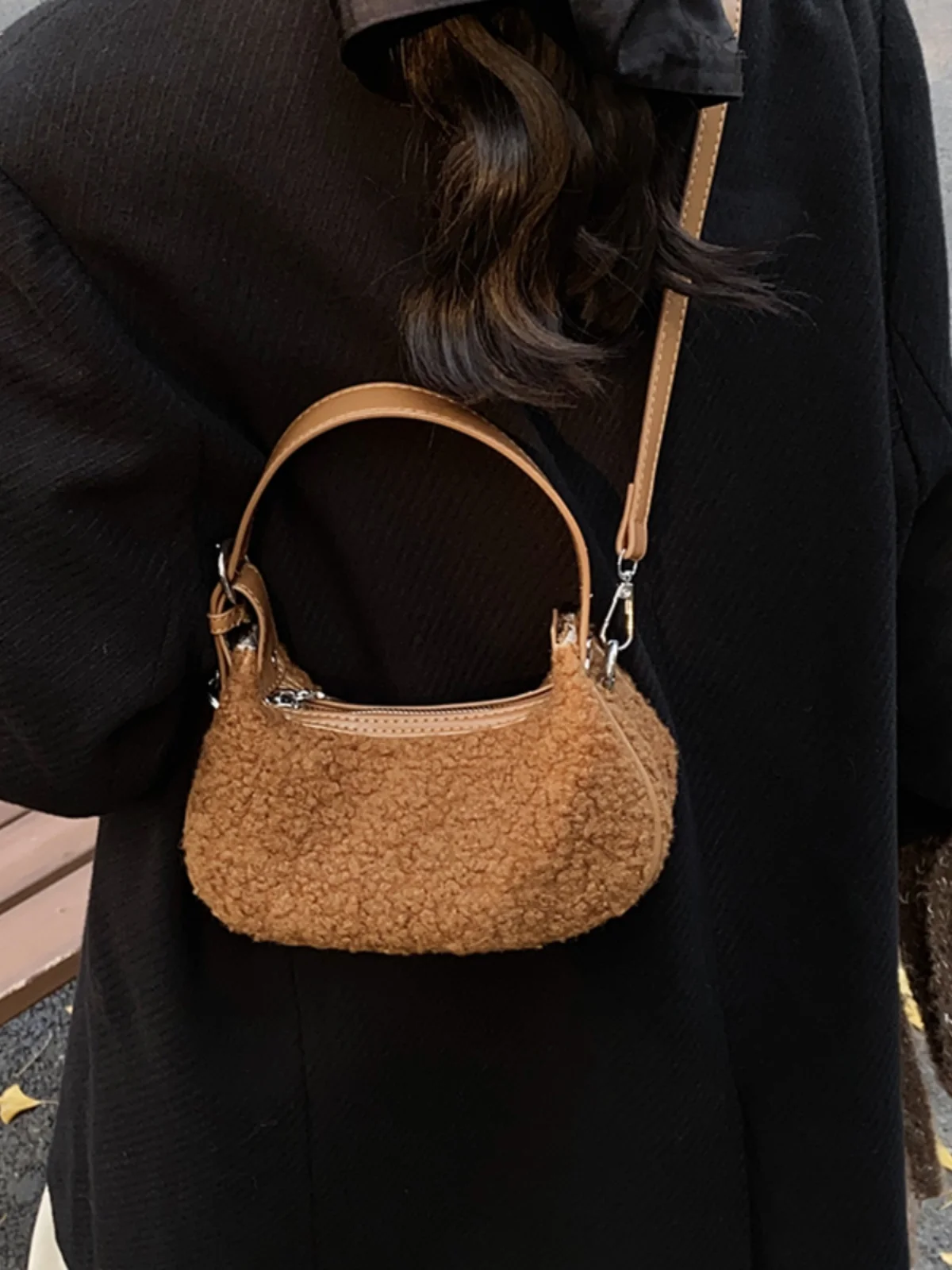 Корейская милая плюшевая сумка через плечо осень/зима новые женские однотонные