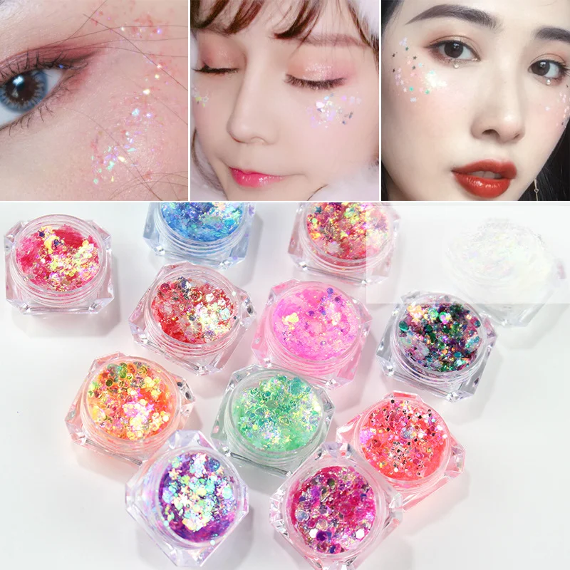 

Festival Party DIY Face Eyes Tears Makeup Body Decoration Laser Star Glitter Sequins Nail Art Glitter Crystal Powder Eyeshadow