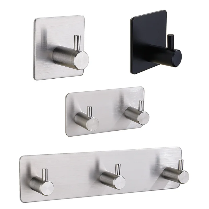 

304 Stainless Steel Hook Strong Adhesive Hook Door Back Coat Hook Hardware Coat Hook Punch Free Metal Coat Hook