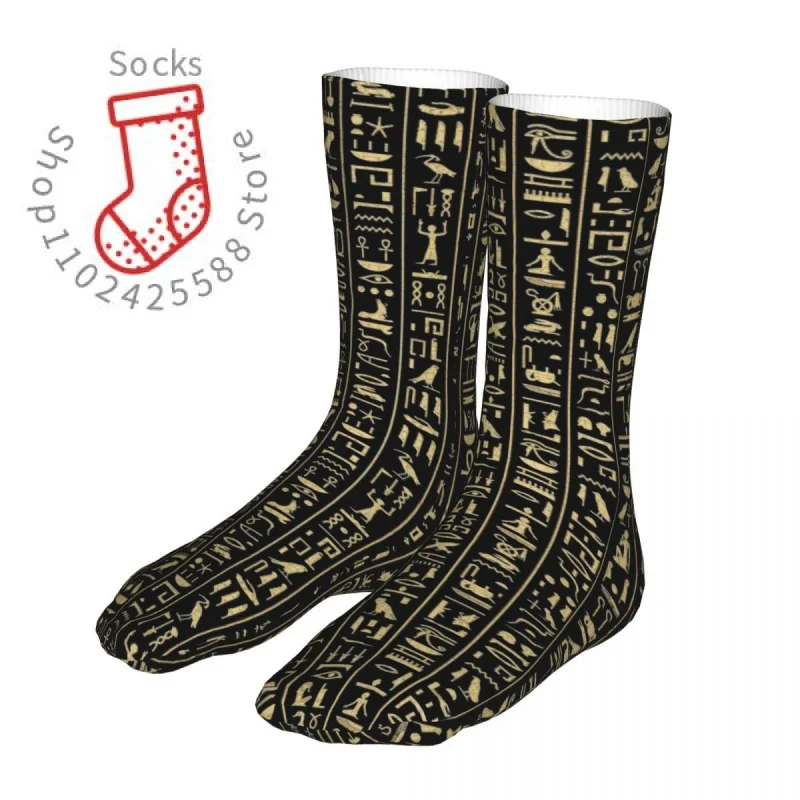 

Hieroglyphics Socks Men Women Polyester Funny Happy Egyptian Socks Harajuku Four-season universal Socks Gift