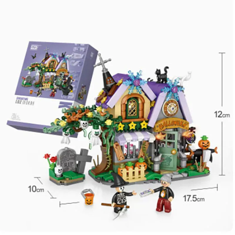 

Assembling Building Block Halloween House Classic Set Adult Display Collect Model Children Puzzle Gift Souvenir