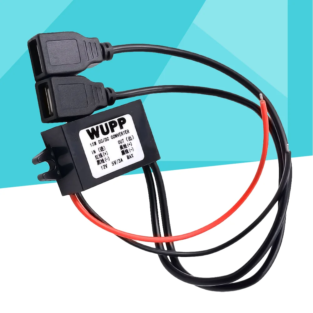 

Dual USB Cable DC-DC Car Converter Module Converter DC 12V to Ouput 5V 3A Adapter