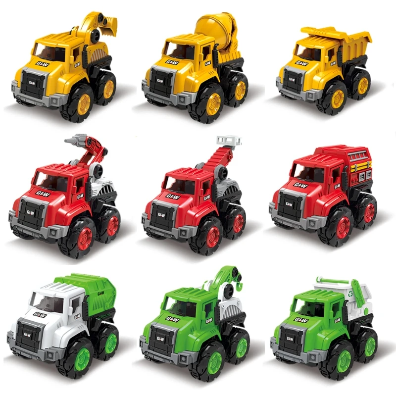 

Excavator Fire Set Titling Cart Water Tank Colorful Models Non-toxic Alloy Metal Gift for Kids Boys & Girls