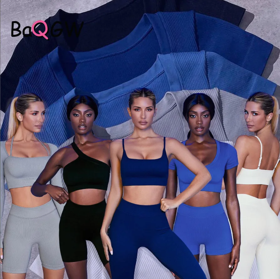

BaQGW Seamless Knitting Women Gym Yoga Clothing Free Collocation Solid Color Skinny Stretchy Quick Dry Hip Lifting Activewear
