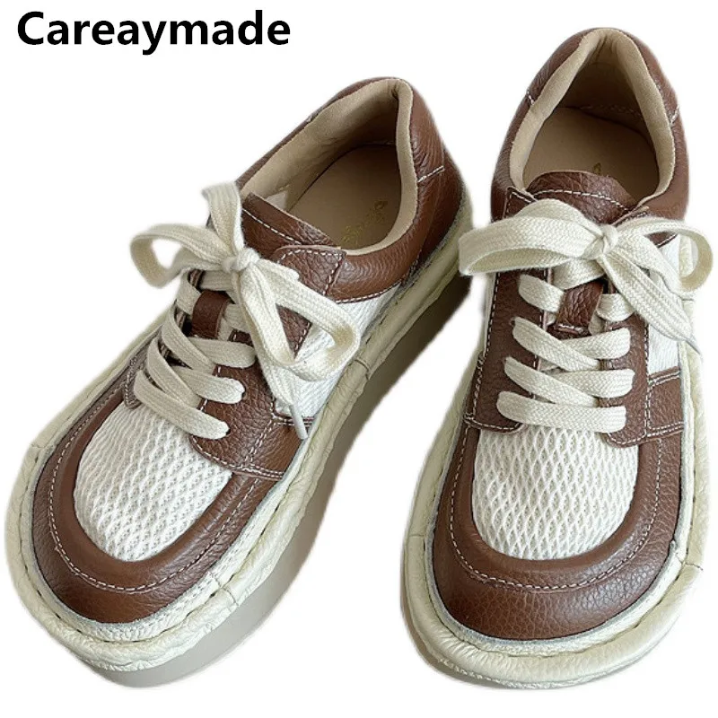 

Careaymade-Genuine leather,Pure handmade shoes mesh breathable leather muffin shoes,ugly& cute single shoes,women's tennis shoes