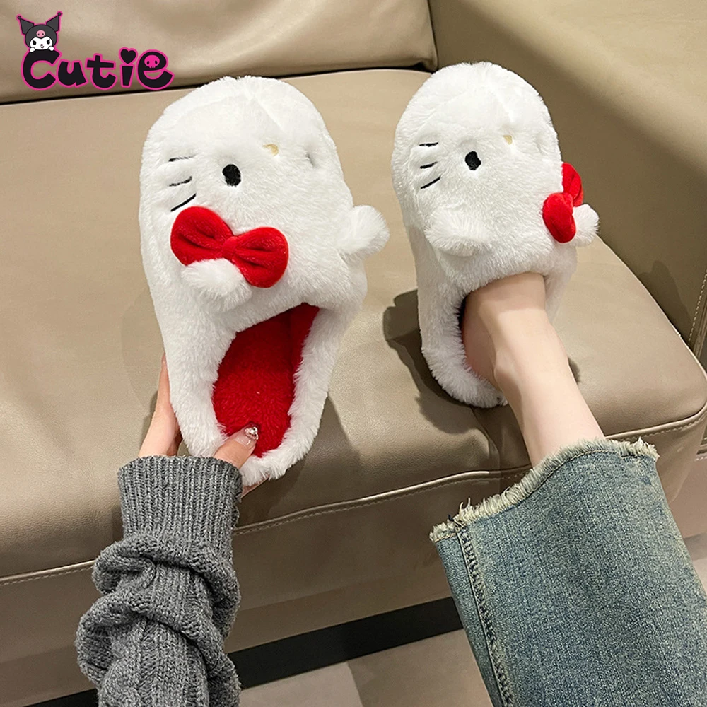 

Симпатичные Тапочки Sanrio, плюшевые игрушки Y2k, Хелло Китти, тапочки, Зимние Теплые Симпатичные тканевые хлопковые туфли Sanrio, аксессуары, подарок на день рождения