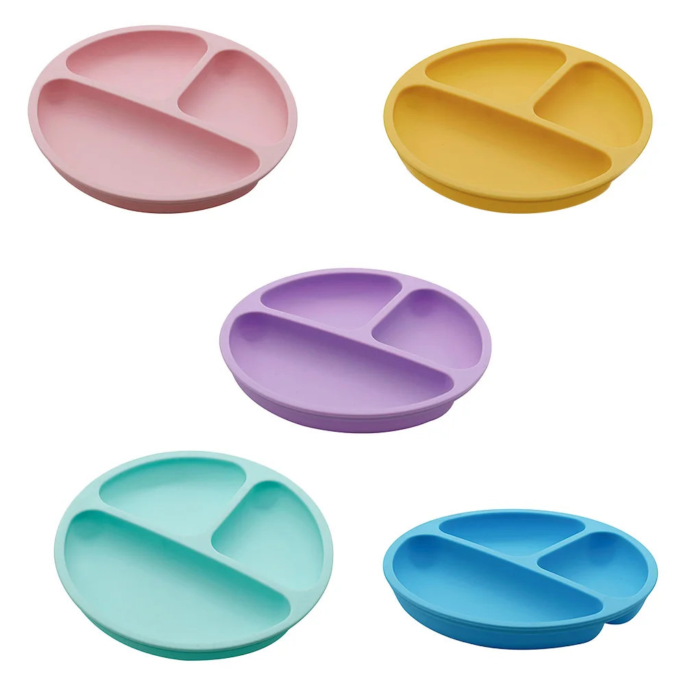 

Children's Dishes Baby Silicone Sucker Bowl Solid Cute Cartoon Training Tableware Kids Feeding Bowls Tableware Kids Plate