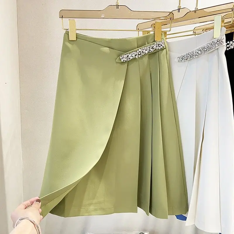 Spring and Autumn 2022 New Mid length Slim Skirt Women's High Waist Slim Skirt Back to the Old Style  Casual  Acetate