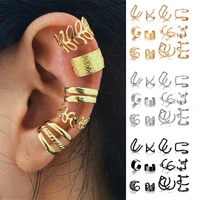 fashion gold leaves ear cuff black non piercing ear clips fake cartilage earrings clip earrings for women men jewelry wholesale