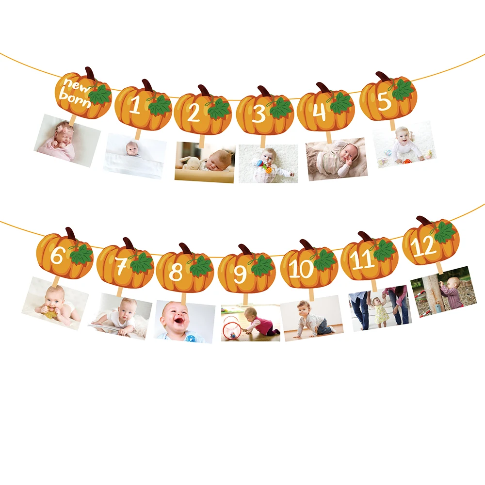 

Autumn Fall Maple Leaves THANKSGIVING Day Party Wall Hanging Pumpkin Design Paper Banner Bunting Harvest Party Decorations