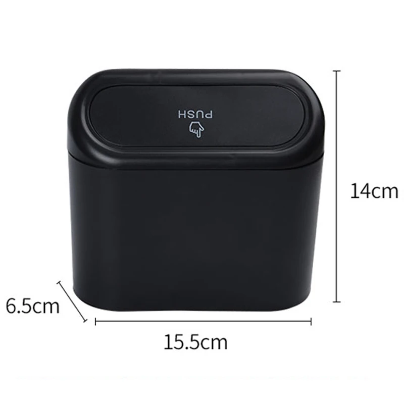 Black ABS Square Pressing Type Trash Can Hanging Vehicle Garbage Dust Case Storage Box Auto Interior Accessories Car Trash Bin images - 6