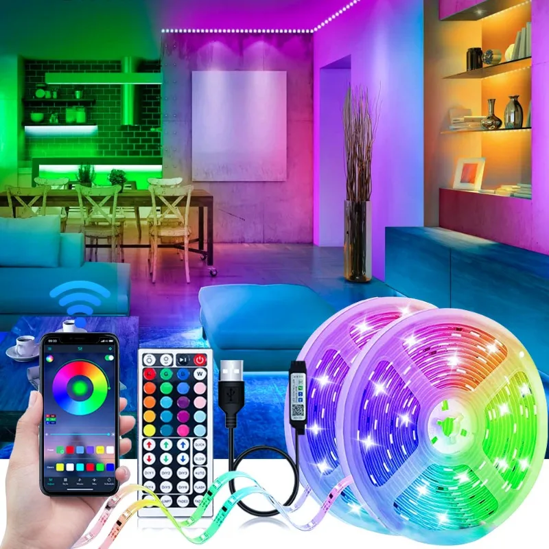 

RGB 5050 Led Strip Lights Bluetooth App 5V USB Led Tape Flexible Ribbon Diode Tape 1M-10M for TV Backlight Room Decoration