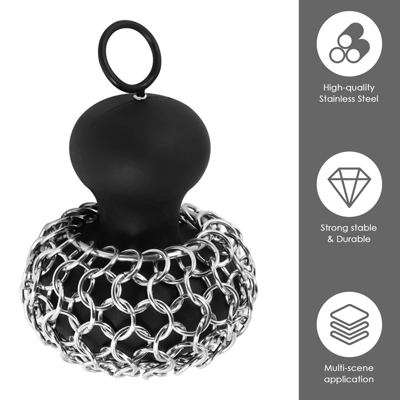 Скруббер для чугунной цепной почты очиститель сковороды очистителя цепь очистки