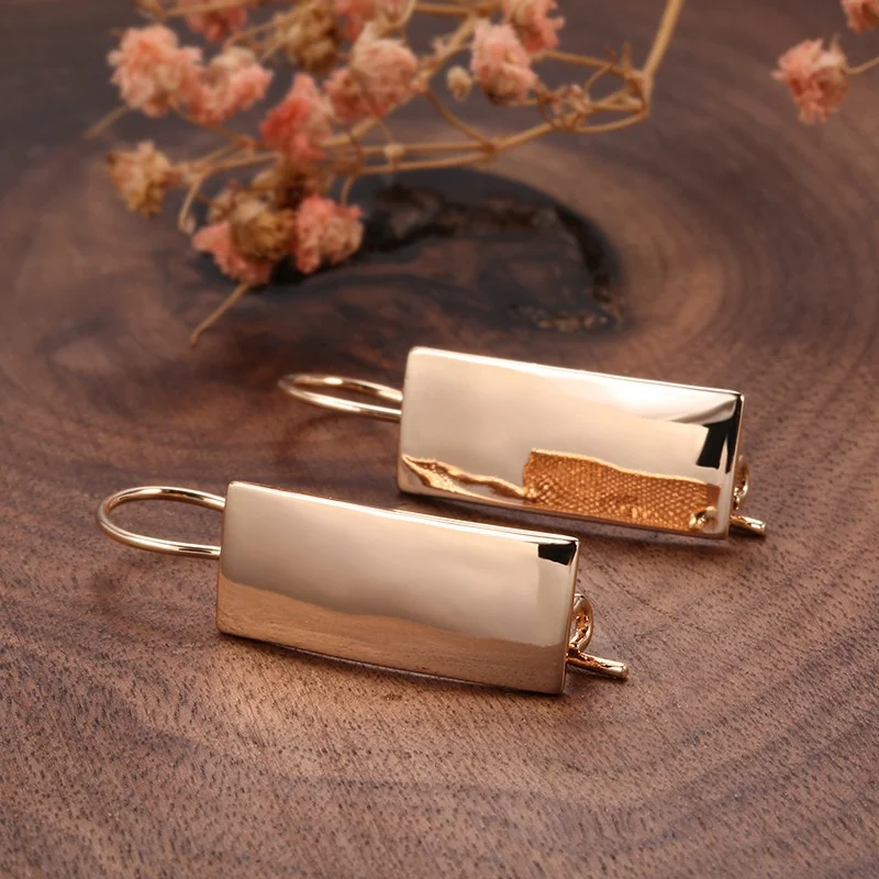 

Fashion Shiny Rectangular Smooth Cshaped Hook Earrings for Women Bride Wedding Earring Anniversary Gift Jewelry Pendientes Mujer