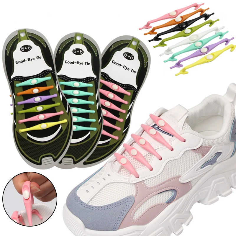 

12 шт./набор, силиконовые эластичные шнурки для кроссовок