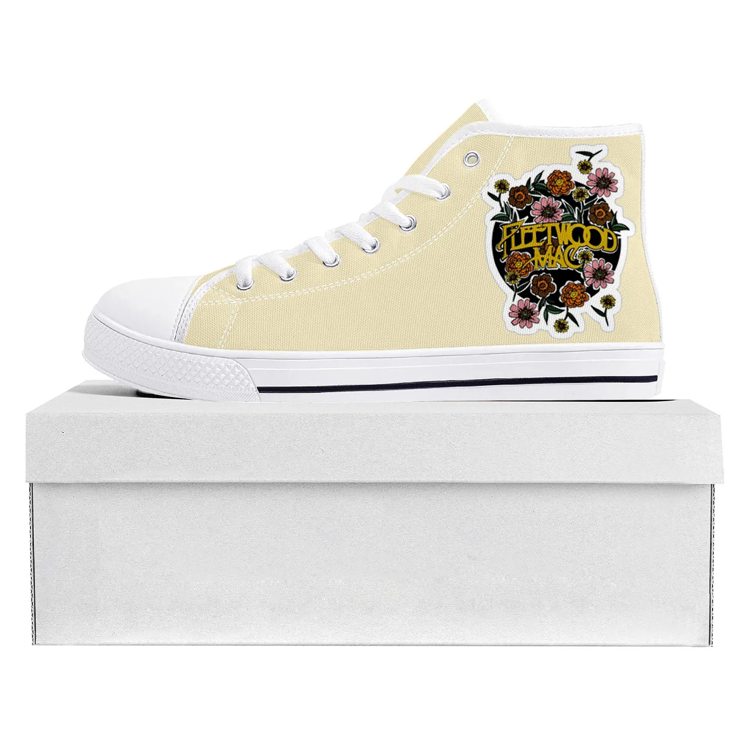 Fleetwood Mac Pop Rock Band High Top High Quality Sneakers Mens Womens Teenager Canvas Sneaker Couple Shoe Custom Shoe White