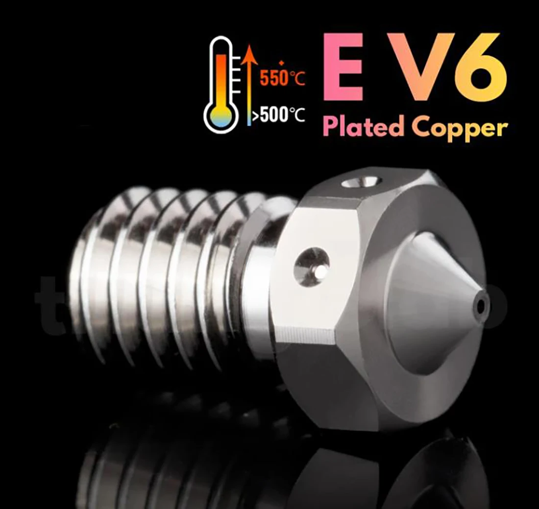 

E-V6 Plated Copper Nozzle Durable Non-stick High Performance For 3D Printers Hotend M6 Thread for V6 Hotend Prusa 3D printer par