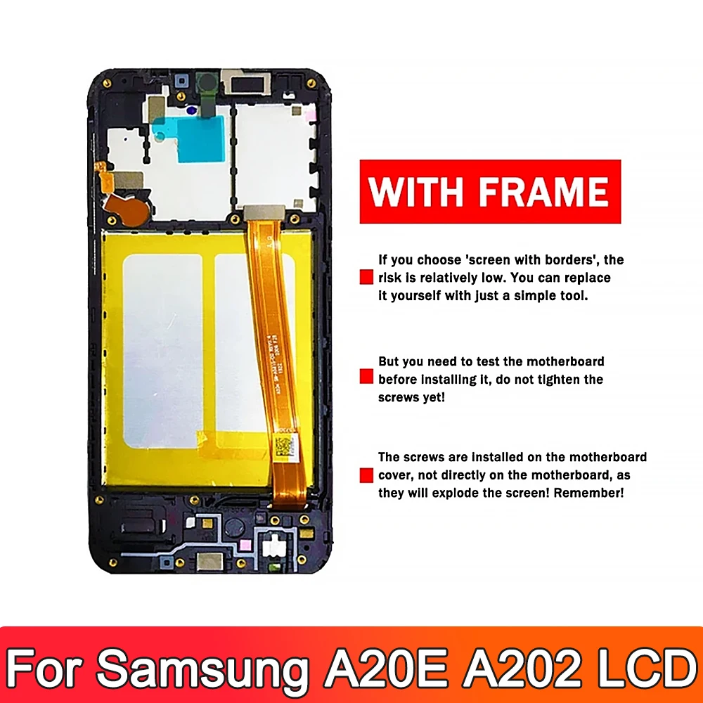 AMOLED ЖК-дисплей для Samsung A20E с рамкой SM-A202F A202DS A202F/DS ЖК-экран сенсорным экраном в