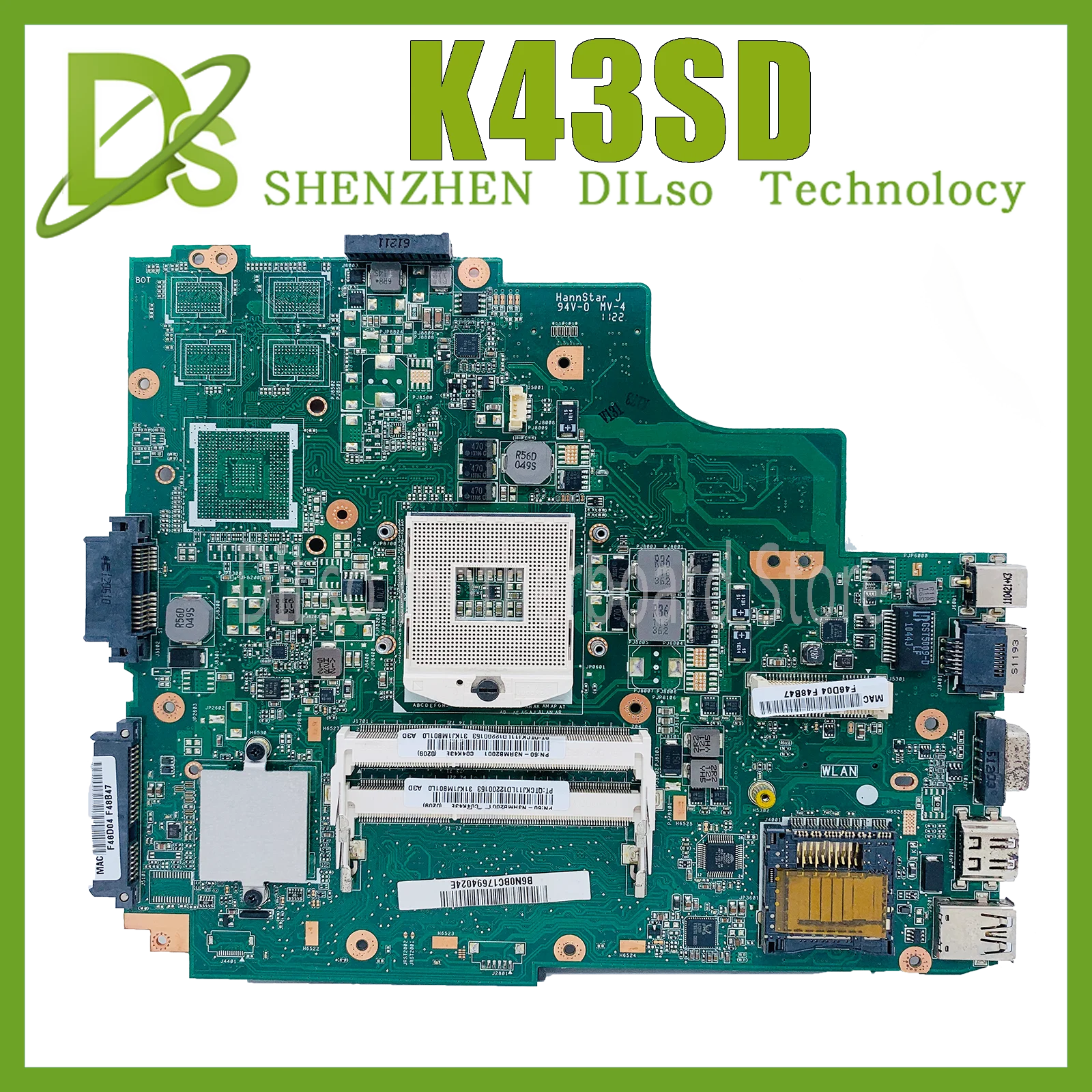 Kefu K43sd Placa-mãe do Portátil para Asus K43sd K43e A43e Mianboard sem Gpu Ddr3 Slot Teste Placa-mãe