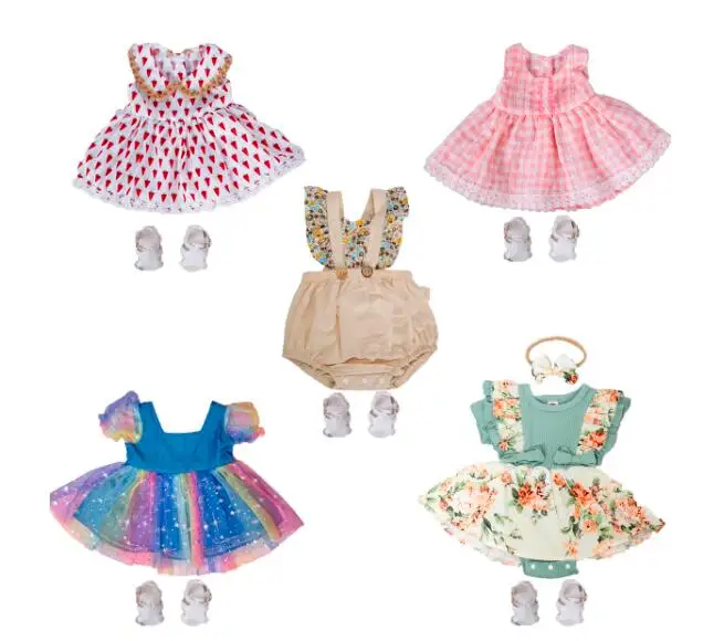 

Одежда для куклы новорожденного, костюм для кукол новорожденных 22-23 дюйма, Одежда для младенцев, украшение для куклы, летнее платье для девочки