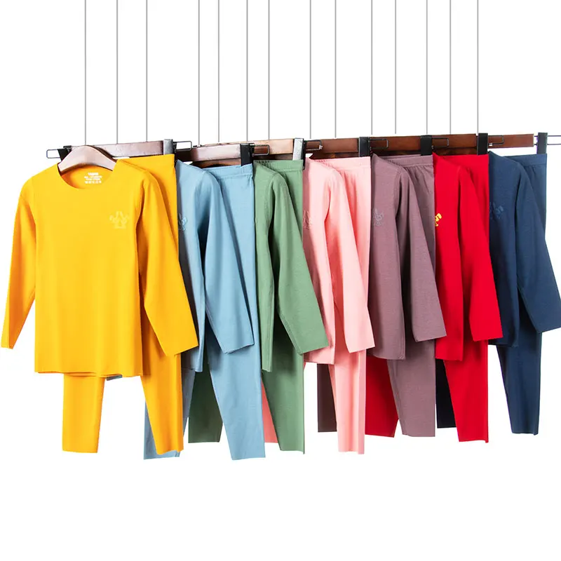 

New Autumn Winter High Quality Children Pajamas Solid Color Style Kids Pajamas Sets For Boys Girls 2-12Y Warm Child Clothes Sets