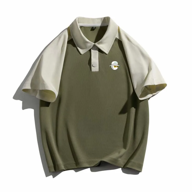 Men's Women's Golf Malbon Wear Polo Men Summer Short Sleeve Tee Classic Contrast Color Buttons Fashion Business Casual T-Shirt