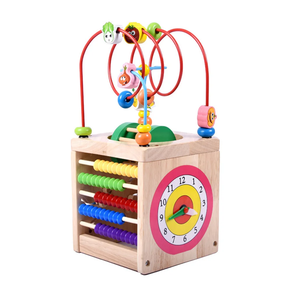 

1 Set Wooden Bead Maze Roller Cube Multi-function Educational Counting