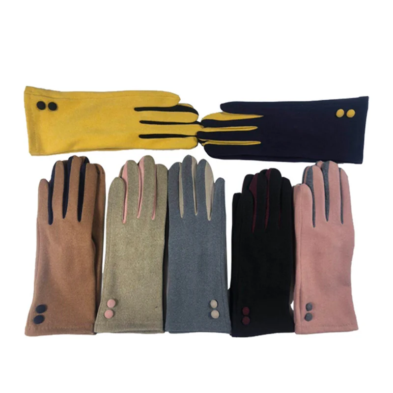 

Осенне-зимние немецкие бархатные женские варежки с добавлением шерсти толстые воздухопроницаемые теплые модные уличные велосипедные перчатки для сенсорных экранов 90
