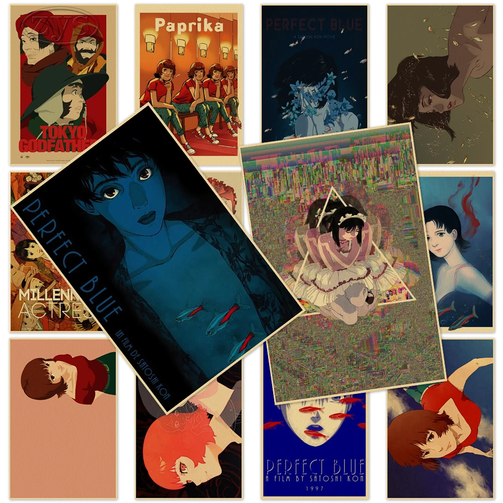

Painting Japanese Anime Wall Art Kon Satoshi Poster Classic Prints Vintage Kraft Paper Mural Pictures Bedroom Home Decoration