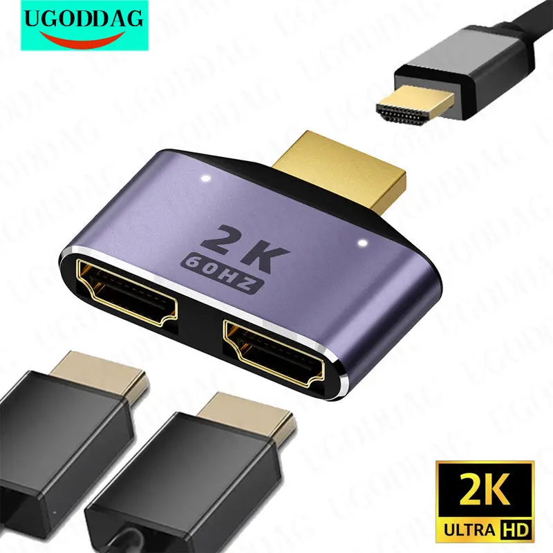 

2K 2 in 1 HDMI-compatible Splitter Video Switcher Adapter 60Hz HDMI-Compatible Hub for PS4 Laptop Monitor PC TV Box Projector