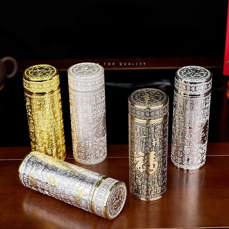 

Изоляционная подставка для чашки 999 футов, серебряная чашка, деловой подарок, ретро-чашка для воды 400 мл, термос, керамический, герметичный, н...