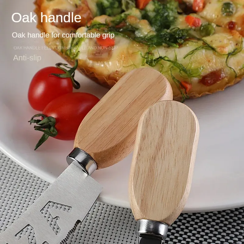 Нож для пиццы из нержавеющей стали с дубовой ручкой роликовый нож PIZZA раздвижная