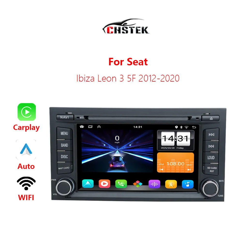 Фото Автомобильный стерео радио CHSTEK Carplay для Seat Ibiza Leon 3 5F 2012-2020, Android, автонавигация, GPS, Bluetooth, Wi-Fi, мультимедийный плеер №2
