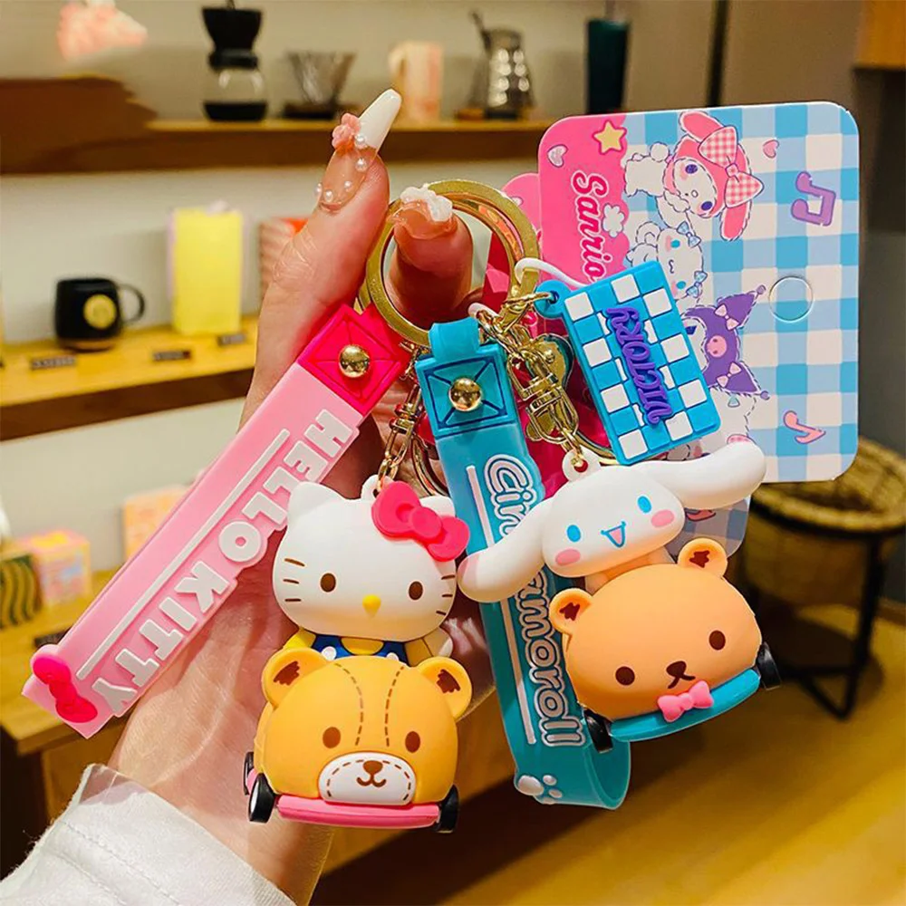 

Fashion Sanrio Keychain PVC Cinnamoroll Kuromi Car Keyring Hello Kitty My Melody Backpack Pendant Toys Bag Accessories Gifts