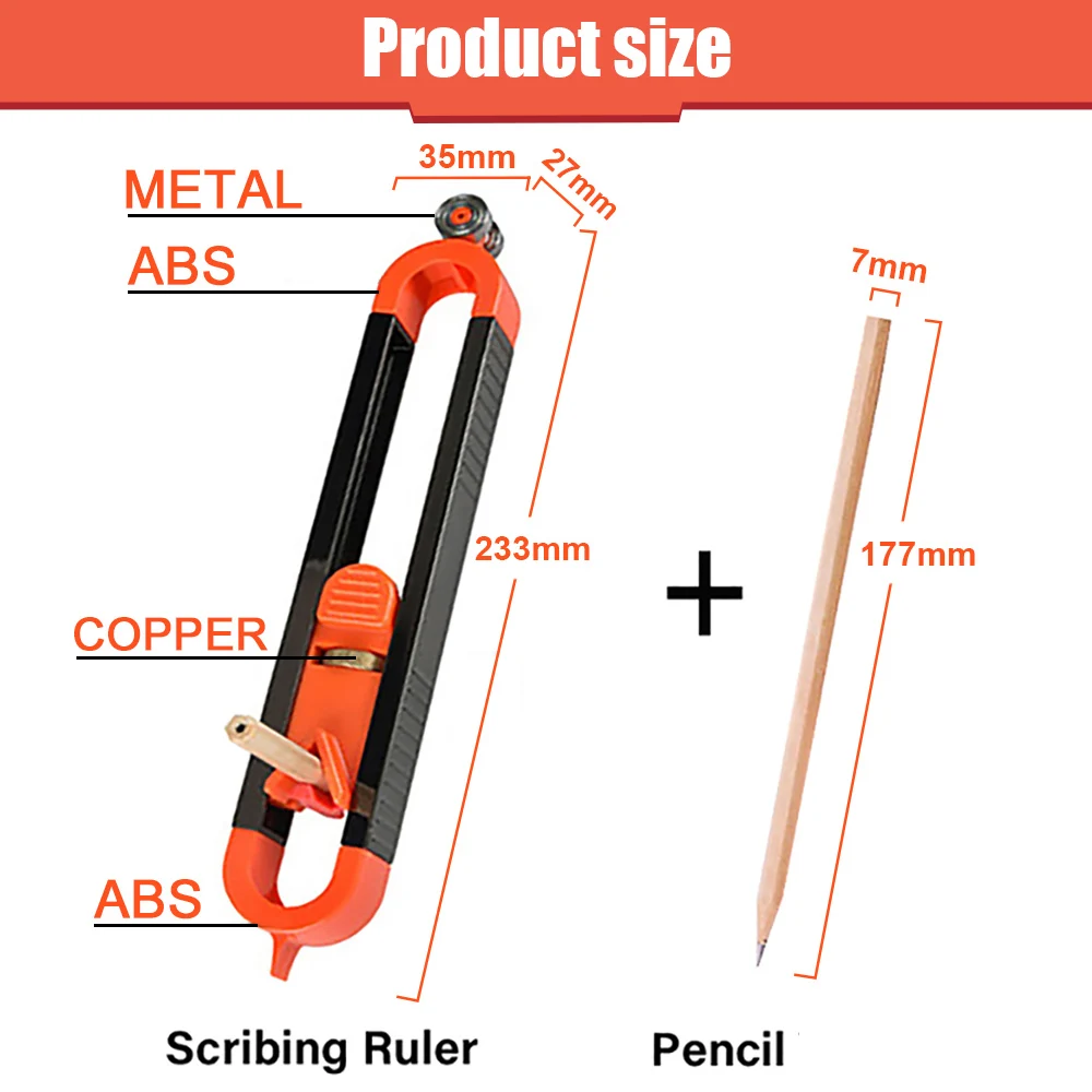 Profile Scribing Ruler Contour Gauge with Lock Adjustable Scribe Woodworking Tool Edge Corner Measuring Profile Duplicator Tool images - 6
