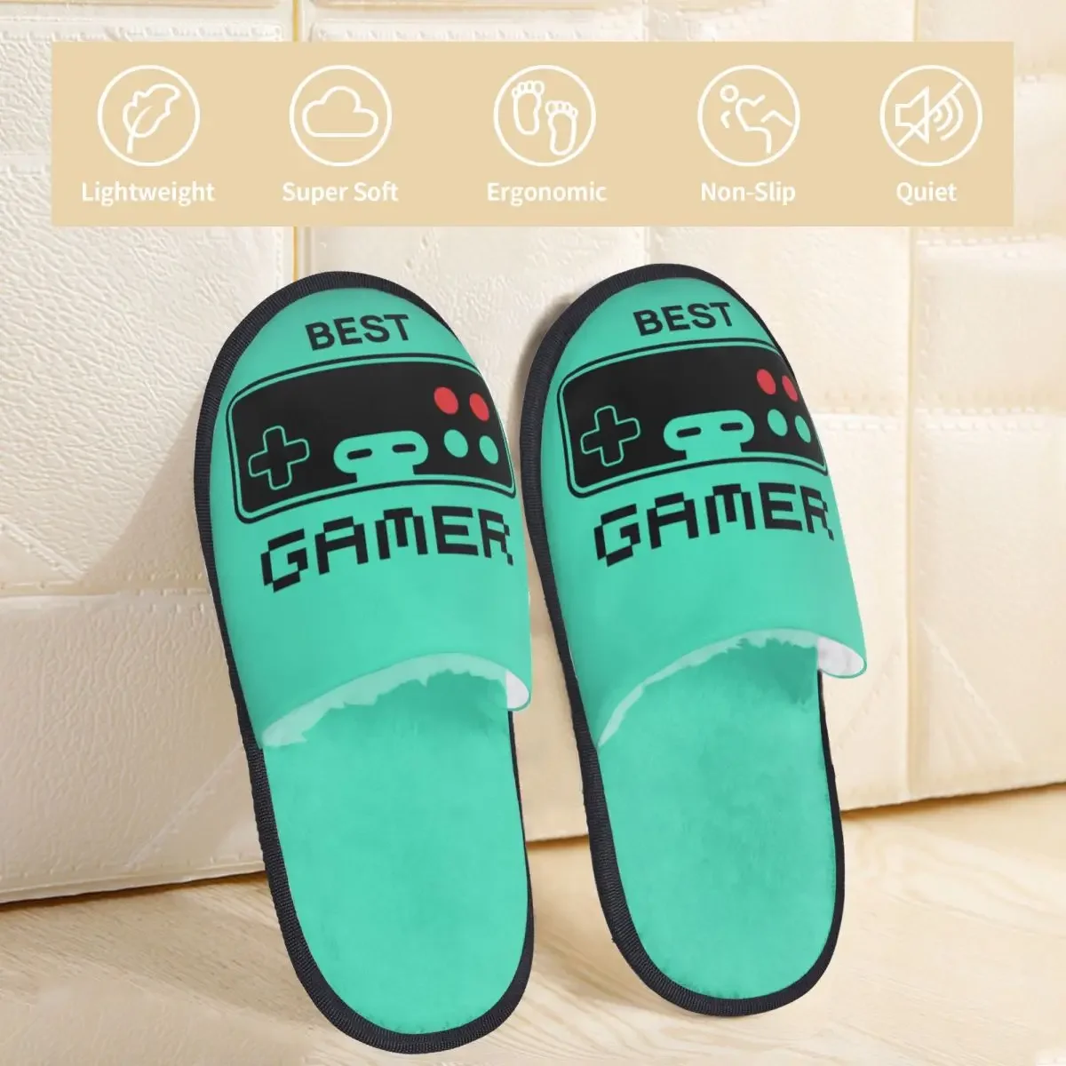 Плюшевые домашние тапочки для мужчин и женщин теплые мягкие с контроллером