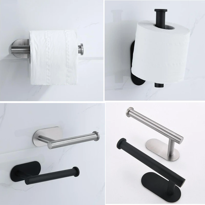 

Stainless Steel Toilet Roll Paper Towel Toilet wall Mount Holder Organizers Punch-Free Rack Tissue Self-Adhesive Accessories V27
